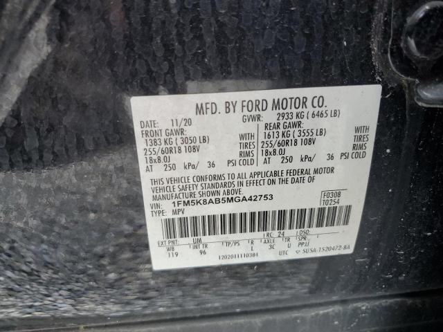 1FM5K8AB5MGA42753 - 2021 FORD EXPLORER POLICE INTERCEPTOR BLACK photo 14