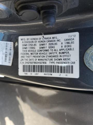 2HGFB2F86DH507856 - 2013 HONDA CIVIC EX CHARCOAL photo 13