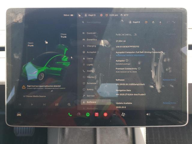 5YJ3E1EA7PF552113 - 2023 TESLA MODEL 3 Mavi foto 9