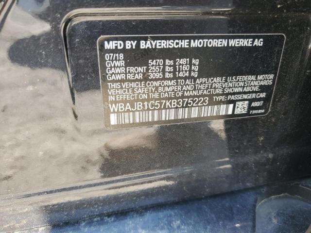 WBAJB1C57KB375223 - 2019 BMW 530XE BLACK photo 12