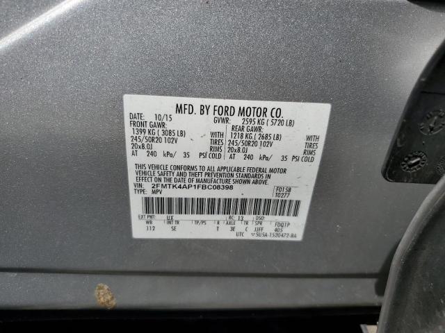 2FMTK4AP1FBC08398 - 2015 FORD EDGE SPORT SILVER photo 13