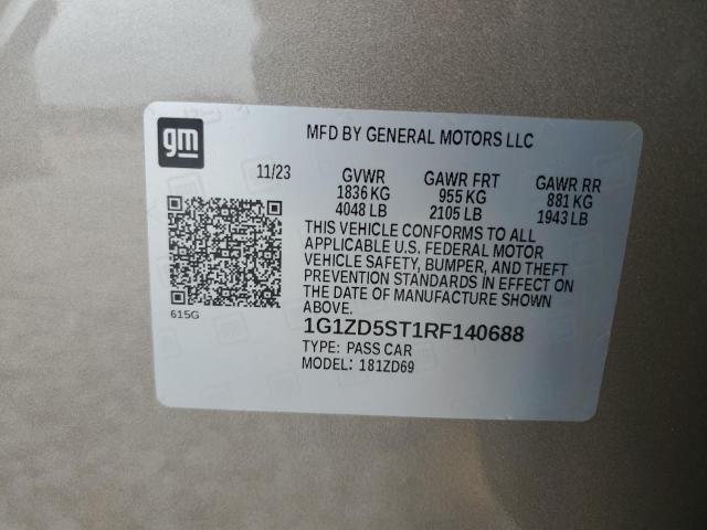 1G1ZD5ST1RF140688 - 2024 CHEVROLET MALIBU LT TAN photo 12