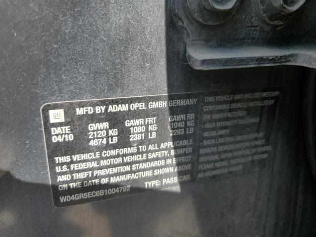 W04GR5EC6B1004792 - 2011 BUICK REGAL CXL GRAY photo 12