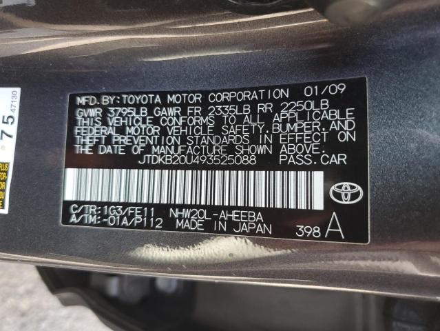 JTDKB20U493525088 - 2009 TOYOTA PRIUS GRAY photo 12