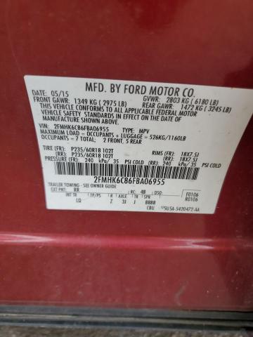 2FMHK6C86FBA06955 - 2015 FORD FLEX SEL MAROON photo 13