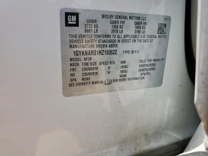 1GYKNARS1HZ193622 - 2017 CADILLAC XT5 白色 照片 13