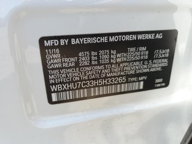 WBXHU7C33H5H33265 - 2017 BMW X1 SDRIVE28I WHITE photo 14