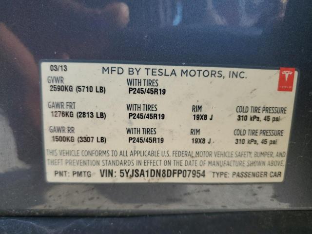 5YJSA1DN8DFP07954 - 2013 TESLA MODEL S 灰色 照片 13
