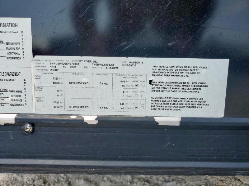 5NHUEHV26KY079333 - 2019 FOREST RIVER CARGO ECONOMY HAULER BLACK photo 10