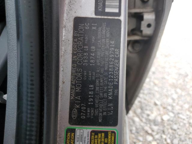 KNADE123886297914 - 2008 KIA RIO BASE SILVER photo 12