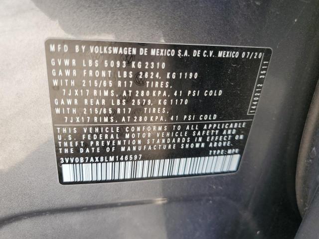 3VV0B7AX8LM146597 - 2020 VOLKSWAGEN TIGUAN S Grau Foto 13