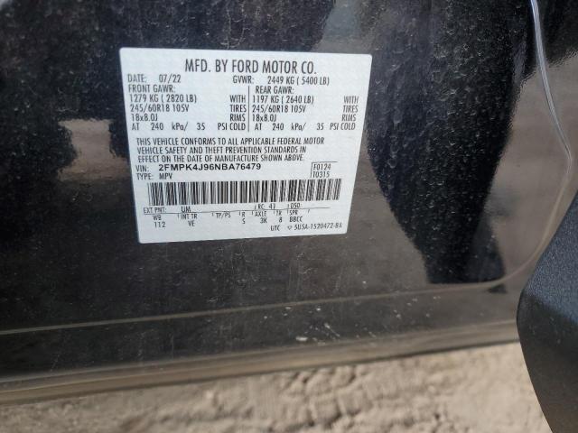 2FMPK4J96NBA76479 - 2022 FORD EDGE SEL BLACK photo 12