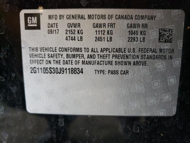 2G1105S30J9118834 - 2018 CHEVROLET IMPALA LT 黑色 照片 13