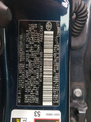 4T1B61HK4JU537995 - 2018 TOYOTA CAMRY XSE BLUE photo 12