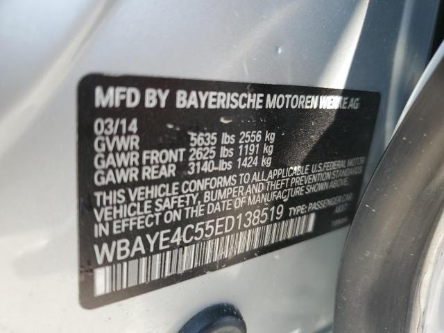 WBAYE4C55ED138519 - 2014 BMW 740 LI SILVER photo 12