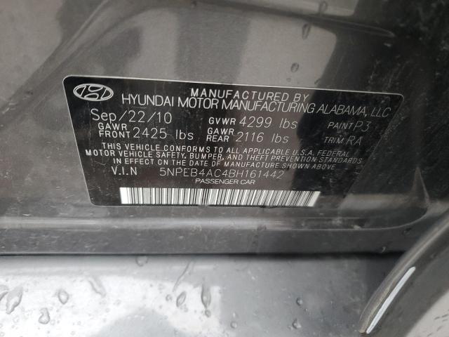 5NPEB4AC4BH161442 - 2011 HYUNDAI SONATA GLS GRAY photo 13