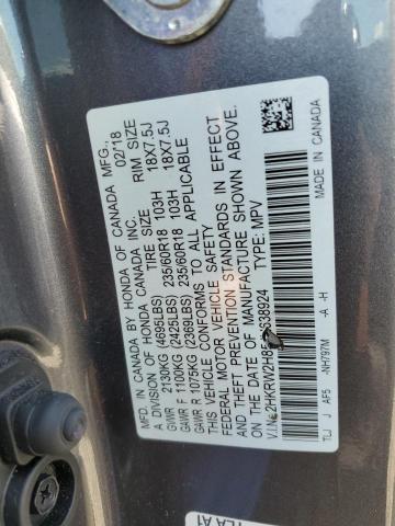 2HKRW2H85JH638924 - 2018 HONDA CR-V EXL GRAY photo 12