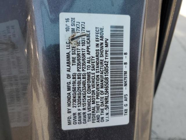 5FNRL5H65GB150542 - 2016 HONDA ODYSSEY EXL CHARCOAL photo 13