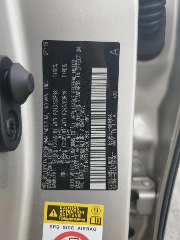 5TDJKRFH5GS501988 - 2016 TOYOTA HIGHLANDER XLE Світло-коричневий фото 12