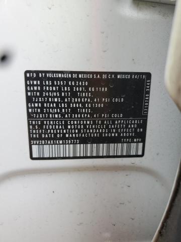 3VV2B7AX1KM139773 - 2019 VOLKSWAGEN TIGUAN SE 白色 照片 13