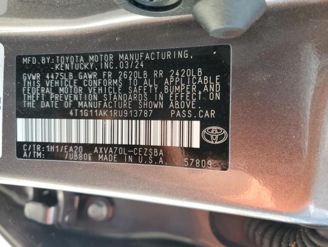 4T1G11AK1RU913787 - 2024 TOYOTA CAMRY SE NIGHT SHADE GRAY photo 13