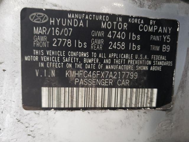 KMHFC46FX7A217799 - 2007 HYUNDAI AZERA SE SILVER photo 12