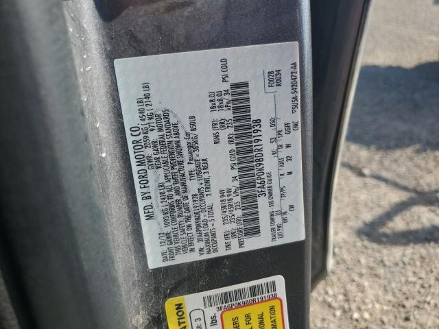 3FA6P0K98DR191938 - 2013 FORD FUSION TITANIUM 银色 照片 13