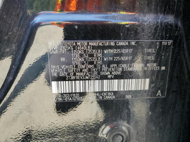 2T3BFREV3JW725542 - 2018 TOYOTA RAV4 LE შავი ფოტო 13