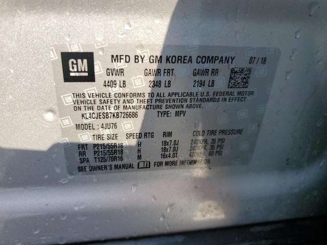 KL4CJESB7KB726686 - 2019 BUICK ENCORE PREFERRED 银色 照片 13