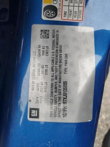 1G1FH1R7XJ0135005 - 2018 CHEVROLET CAMARO SS ლურჯი ფოტო 13