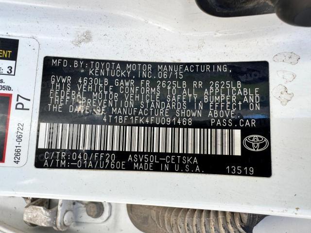 4T1BF1FK4FU091468 - 2015 TOYOTA CAMRY LE 白色 照片 10