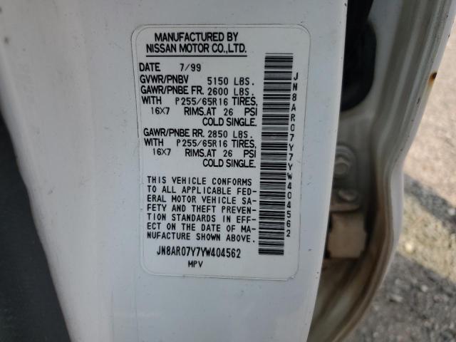 JN8AR07Y7YW404562 - 2000 NISSAN PATHFINDER LE 白色 照片 13