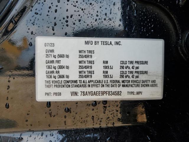 7SAYGAEE9PF834582 - 2023 TESLA MODEL Y BLACK photo 12