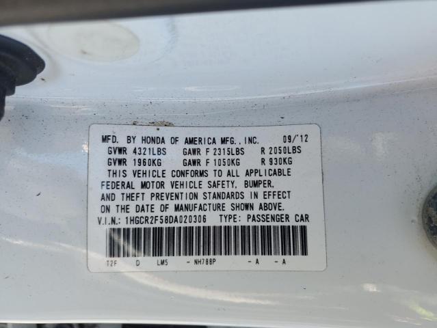 1HGCR2F58DA020306 - 2013 HONDA ACCORD SPORT 白色 照片 12