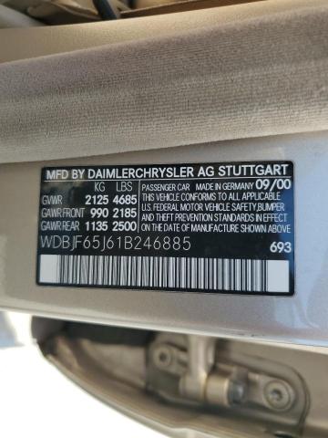 WDBJF65J61B246885 - 2001 MERCEDES-BENZ E 320 TAN photo 12