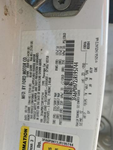 3FA6P0H72JR195744 - 2018 FORD FUSION SE 白色 照片 12