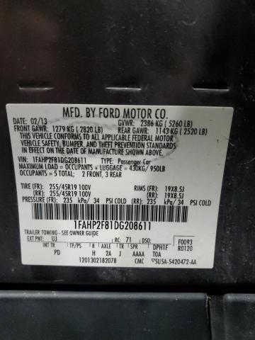 1FAHP2F81DG208611 - 2013 FORD TAURUS LIMITED GRAY photo 12