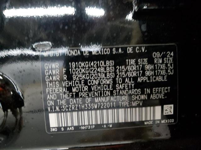 3CZRZ1H33SM722011 - 2025 HONDA HR-V LX 黑色 照片 12