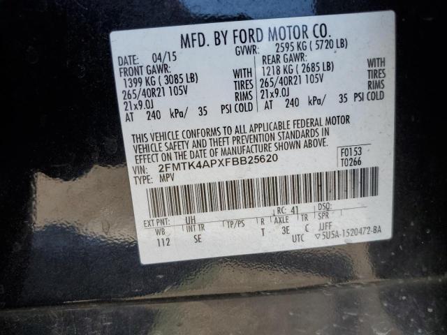 2FMTK4APXFBB25620 - 2015 FORD EDGE SPORT BLACK photo 13