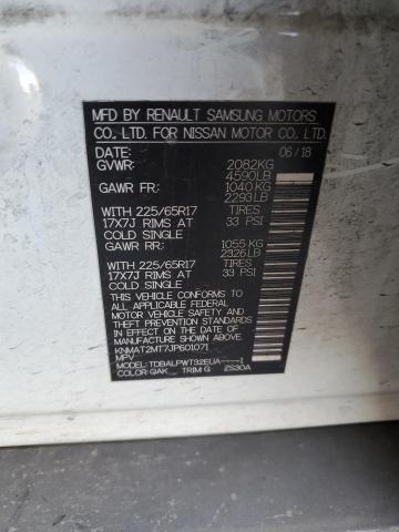 KNMAT2MT7JP601071 - 2018 NISSAN ROGUE S თეთრი ფოტო 13