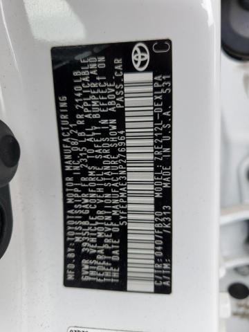 5YFEPMAE3NP276964 - 2022 TOYT COROLLA LE 白色 照片 12