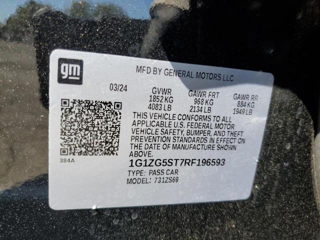 1G1ZG5ST7RF196593 - 2024 CHEVROLET MALIBU RS BLACK photo 12