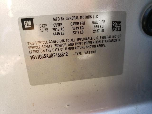 1G11C5SA0GF163312 - 2016 CHEVROLET MALIBU LIM LT Күміс фото 12