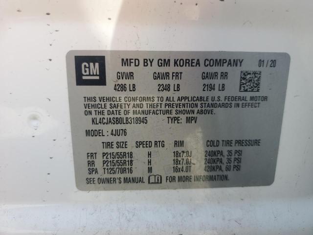 KL4CJASB0LB318945 - 2020 BUICK ENCORE PREFERRED WHITE photo 14