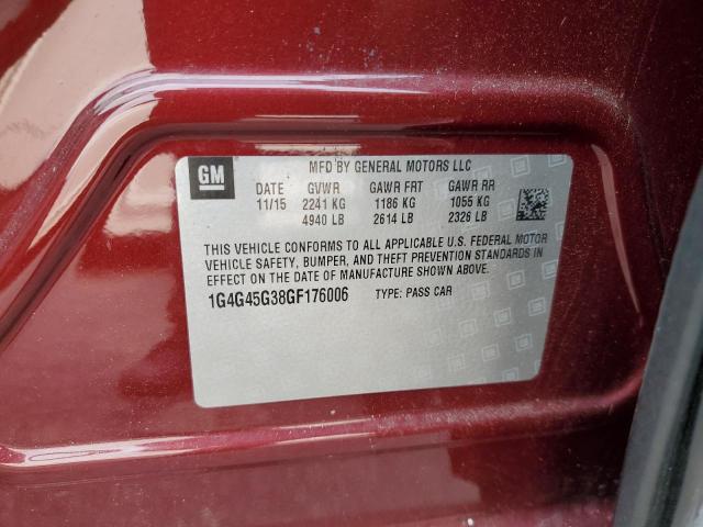 1G4G45G38GF176006 - 2016 BUICK LACROSSE SPORT TOURING MAROON photo 12