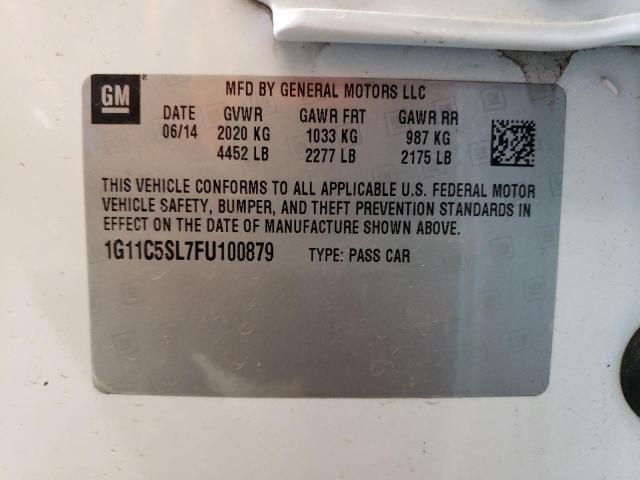 1G11C5SL7FU100879 - 2015 CHEVROLET MALIBU 1LT 白色 照片 12