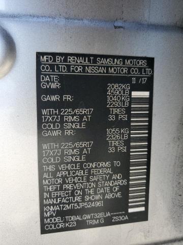 KNMAT2MT5JP524961 - 2018 NISSAN ROGUE S SILVER photo 14