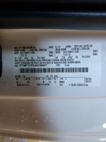 1FTMF1CP5JKC96847 - 2018 FORD F150 WHITE photo 12