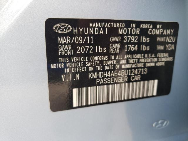 KMHDH4AE4BU124713 - 2011 HYUNDAI ELANTRA GLS BLUE photo 12