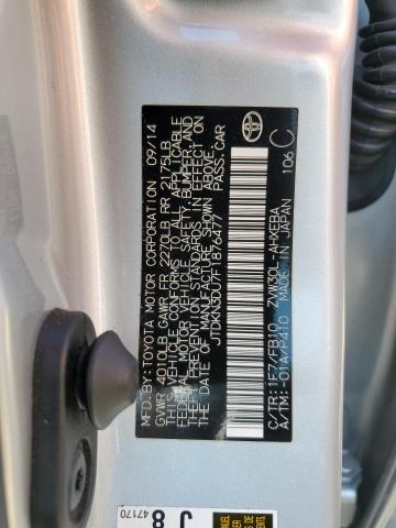 JTDKN3DU7F1876477 - 2015 TOYOTA PRIUS 银色 照片 13